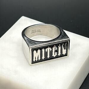 MITCIV biker ring ATC LLC stainless steel #846 Victim spelled backwards Sz 10